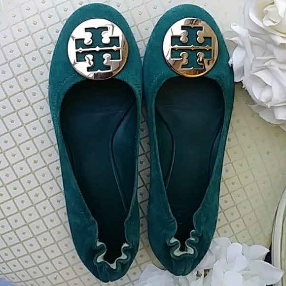 Tory Burch Shoes - Tory Burch Suede Green Flats-Gently Used!